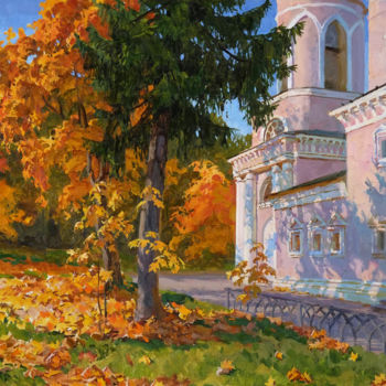Schilderij getiteld "Осень в Афинеево.jpg" door Sergey Panteleev, Origineel Kunstwerk, Olie