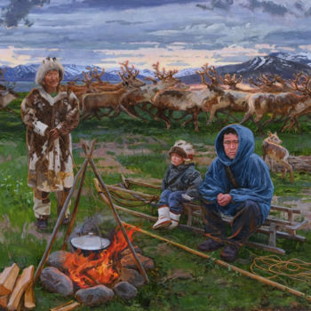 Картина под названием "День оленя.jpg" - Sergey Panteleev, Подлинное произведение искусства, Масло