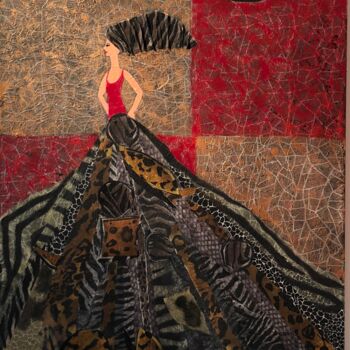 Colagens intitulada "La fille au grand b…" por Paola Korga, Obras de arte originais, Colagens