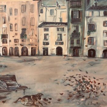Painting titled "La piazza" by Paola Greco, Original Artwork, Acrylic