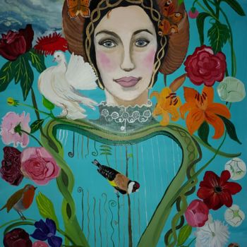 Schilderij getiteld "Lady Eireann" door Paola Iacovone, Origineel Kunstwerk, Olie