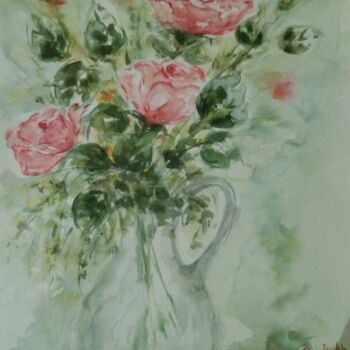 Painting titled "A Bunch of Roses in…" by Paola Meneghin, Original Artwork, Watercolor
