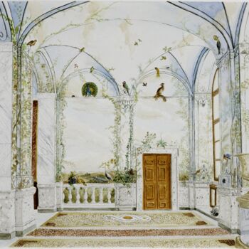 Painting titled "Palazzo Chigi - Ari…" by Paola Petrucci, Original Artwork, Watercolor