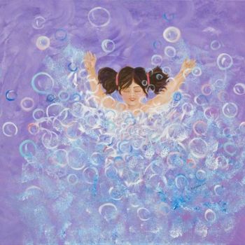 Schilderij getiteld "Burbujas" door Paola Aragón Rocco, Origineel Kunstwerk, Olie