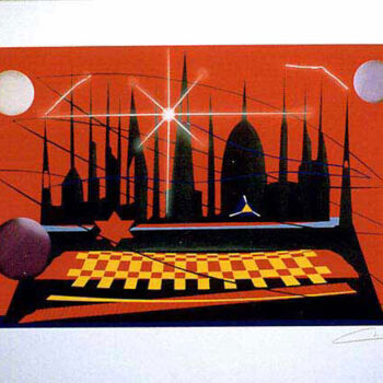 Malarstwo zatytułowany „Città nera” autorstwa Paolo Avanzi, Oryginalna praca
