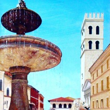 Pintura intitulada "LA FONTANA DEI LEON…" por Paolo Benedetti, Obras de arte originais, Acrílico