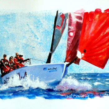 Painting titled "779 - LA VELA ROSSA" by Paolo Benedetti, Original Artwork