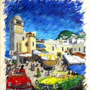 Painting titled "LA PIAZZETTA DI CAP…" by Paolo Benedetti, Original Artwork, Acrylic