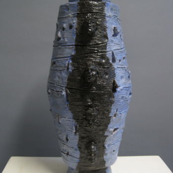 Sculpture titled "Vaso di Lombroso az…" by Paolo Camporese, Original Artwork, Terra cotta
