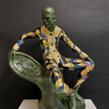 Sculptuur getiteld "Arlecchino Alfa e O…" door Paolo Camporese, Origineel Kunstwerk, Terra cotta