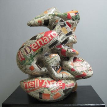 Sculpture titled "Il business" by Paolo Camporese, Original Artwork, Terra cotta