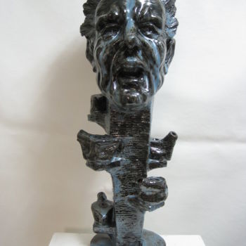 Sculpture titled "L'oracolo delle 5 l…" by Paolo Camporese, Original Artwork, Ceramics