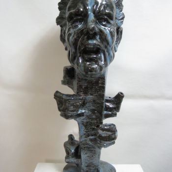 Scultura intitolato "L'oracolo delle 5 l…" da Paolo Camporese, Opera d'arte originale, Ceramica