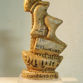 Скульптура под названием "Il vento che cambia" - Paolo Camporese, Подлинное произведение искусства, Терракота