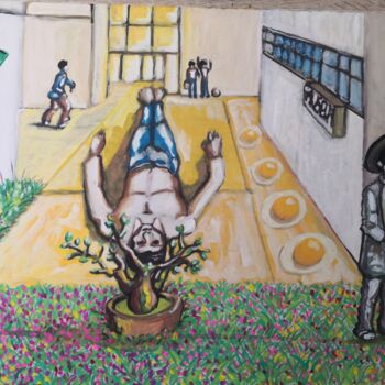 Картина под названием "Gallery of modern a…" - Paolo Erriu, Подлинное произведение искусства, Акварель Установлен на Деревян…