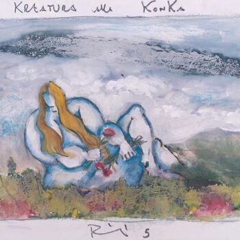 Peinture intitulée "Creatura alla konka" par Paolo Righi, Œuvre d'art originale, Aquarelle Monté sur Carton