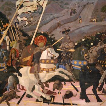 Painting titled "Bataille de San Rom…" by Paolo Uccello, Original Artwork, Tempera