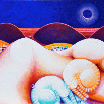 Pittura intitolato "Alba rossa" da Paolo Lazzerini, Opera d'arte originale, Acrilico