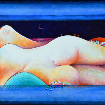 Malerei mit dem Titel "Al di là del mare" von Paolo Lazzerini, Original-Kunstwerk, Acryl