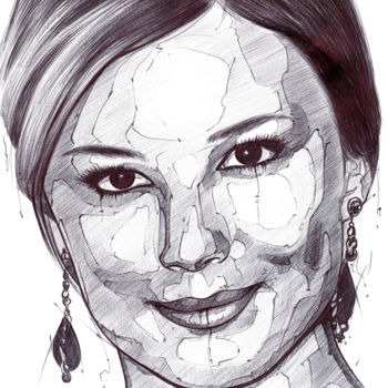 Рисунок под названием "Emily.jpg" - Paolo Luino, Подлинное произведение искусства, Шариковая ручка