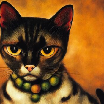 Digitale Kunst getiteld "frida kahlo's cat" door Paolo Volante, Origineel Kunstwerk, Digitaal Schilderwerk