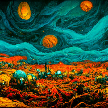 Digitale Kunst mit dem Titel "Terraforming Mars" von Paolo Volante, Original-Kunstwerk, Digitale Malerei