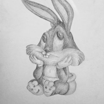 Drawing titled "Lapin" by Zeuxiss, Original Artwork, Pencil