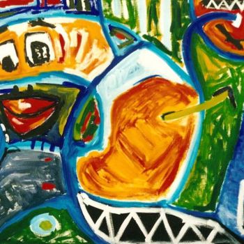 Картина под названием "sur le chemin" - Emmanuelle Rostaing, Подлинное произведение искусства, Акрил Установлен на Деревянна…