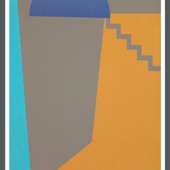 Druckgrafik mit dem Titel "Blå måne" von Paperart, Original-Kunstwerk, Digitaldruck