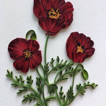 Sculpture titled "Poppies" by Paperpersonified Prasiddhi, Original Artwork, Paper