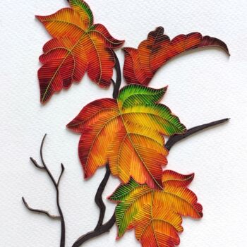 Sculpture intitulée "Maple leaves" par Paperpersonified Prasiddhi, Œuvre d'art originale, Papier