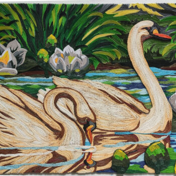 Scultura intitolato "Swans" da Paperpersonified Prasiddhi, Opera d'arte originale, Carta