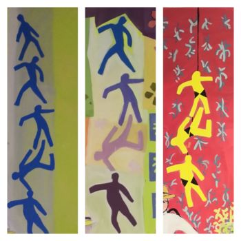 Pintura intitulada "Men falling" por Papillon, Obras de arte originais, Óleo