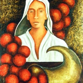 Pittura intitolato "Donna con cornucopia" da Gino Paradisi, Opera d'arte originale