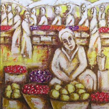 Painting titled "Donne al mercato" by Gino Paradisi, Original Artwork