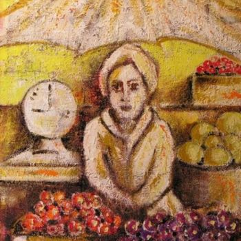 Pittura intitolato "Venditrice al merca…" da Gino Paradisi, Opera d'arte originale