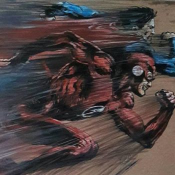 Painting titled "superman vs. flash" by Hüseyin Ünlü, Original Artwork