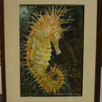 Schilderij getiteld "Hippocampe" door Pardo Y Cobo, Origineel Kunstwerk, Acryl Gemonteerd op Frame voor houten brancard