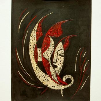 Painting titled "Evelyne:  Masque 3" by Daniel Et Evelyne Pâris, Original Artwork