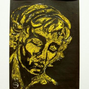 Pintura titulada "Evelyne:  Tête jaune" por Daniel Et Evelyne Pâris, Obra de arte original