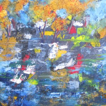 Pittura intitolato "le lac 2" da Daniel Et Evelyne Pâris, Opera d'arte originale, Acrilico