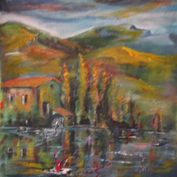 Peinture intitulée "Le lac" par Daniel Et Evelyne Pâris, Œuvre d'art originale, Acrylique