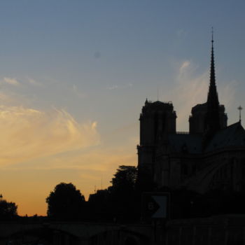 Photography titled "Sunset on Notre Dam…" by Yann Delpech, Original Artwork, Digital Photography