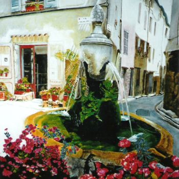 Peinture intitulée "La vieille fontaine…" par Rodolphe Parisotto, Œuvre d'art originale, Huile