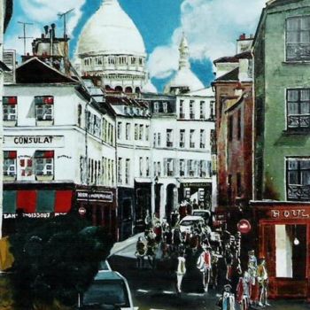 Painting titled "Rue Morvin ( Montma…" by Rodolphe Parisotto, Original Artwork, Oil