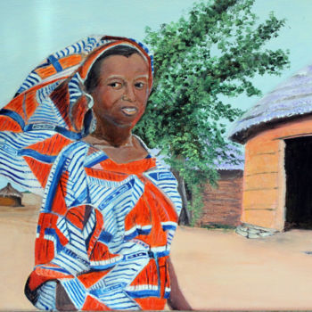 Pintura titulada "Femme Togolaise" por Jean Parraud, Obra de arte original, Oleo