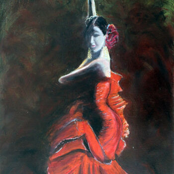 Pittura intitolato "Flamenco" da Jean Parraud, Opera d'arte originale, Olio
