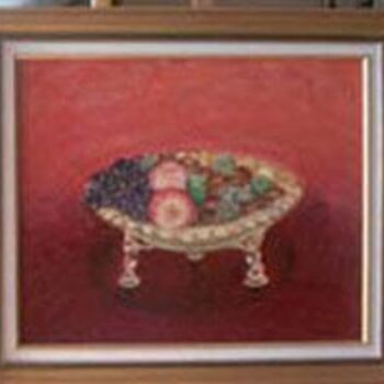 Malerei mit dem Titel "Coupe de fruits d'a…" von Jean Parraud, Original-Kunstwerk, Öl