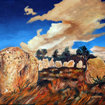 Painting titled "Menhirs de Kermario" by Jean Parraud, Original Artwork, Oil