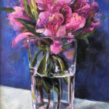Painting titled "Rhododendron in a g…" by Svetlana Partala, Original Artwork, Acrylic